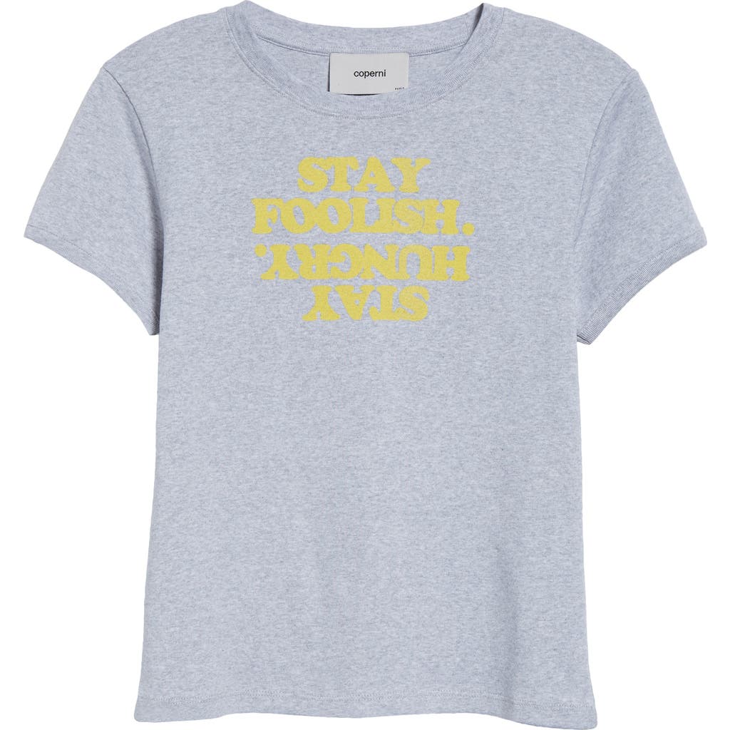 Coperni Stay Hungry Graphic T-shirt In Grey-yellow Print