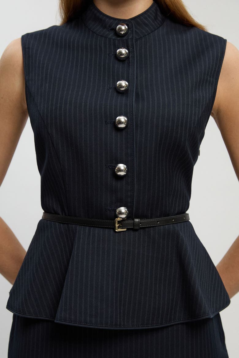 Sleeveless Peplum Midi Dress, Alternate, color, Black