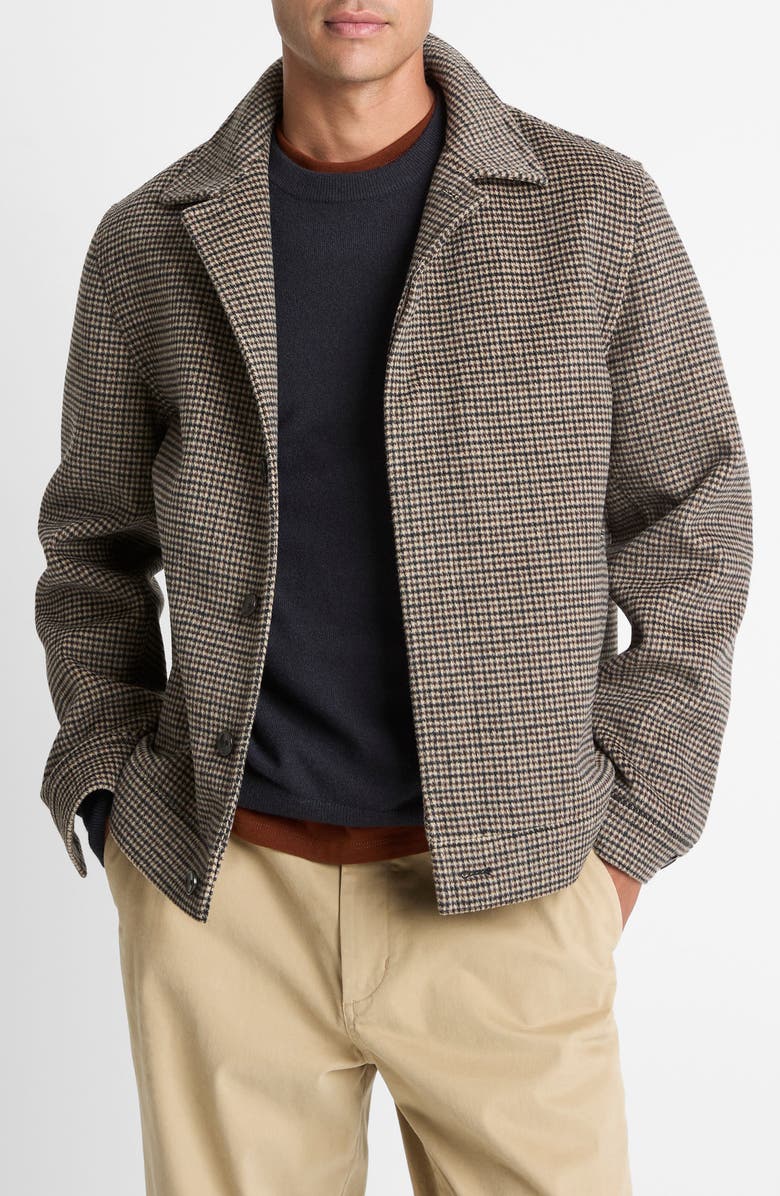 Vince Houndstooth Bomber Jacket, Main, color, Dark Roast Combo