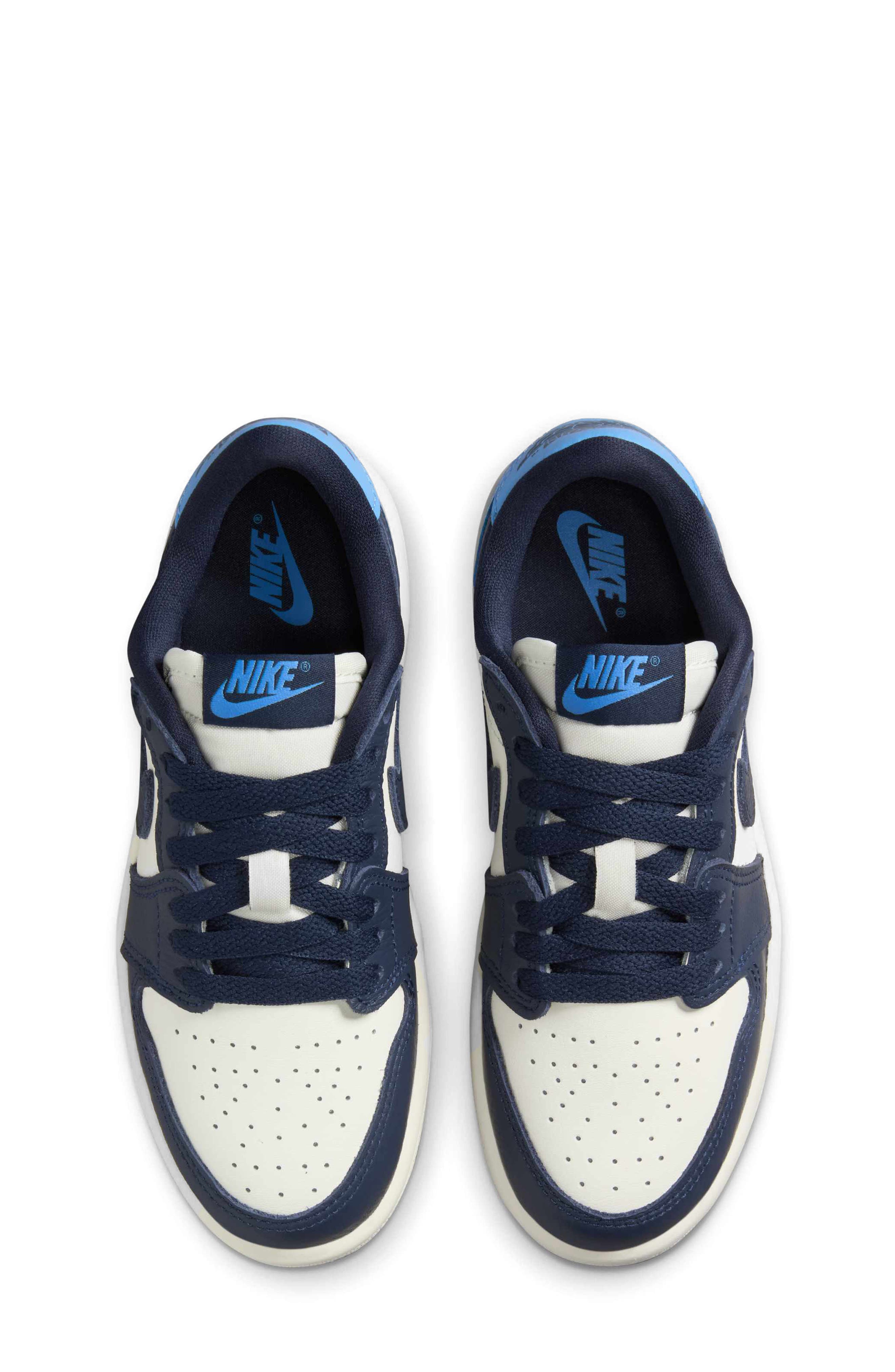 Nike Kids
 Air Jordan 1 Low Sneaker, Alternate, color, Obsidian/ Sail/ Blue