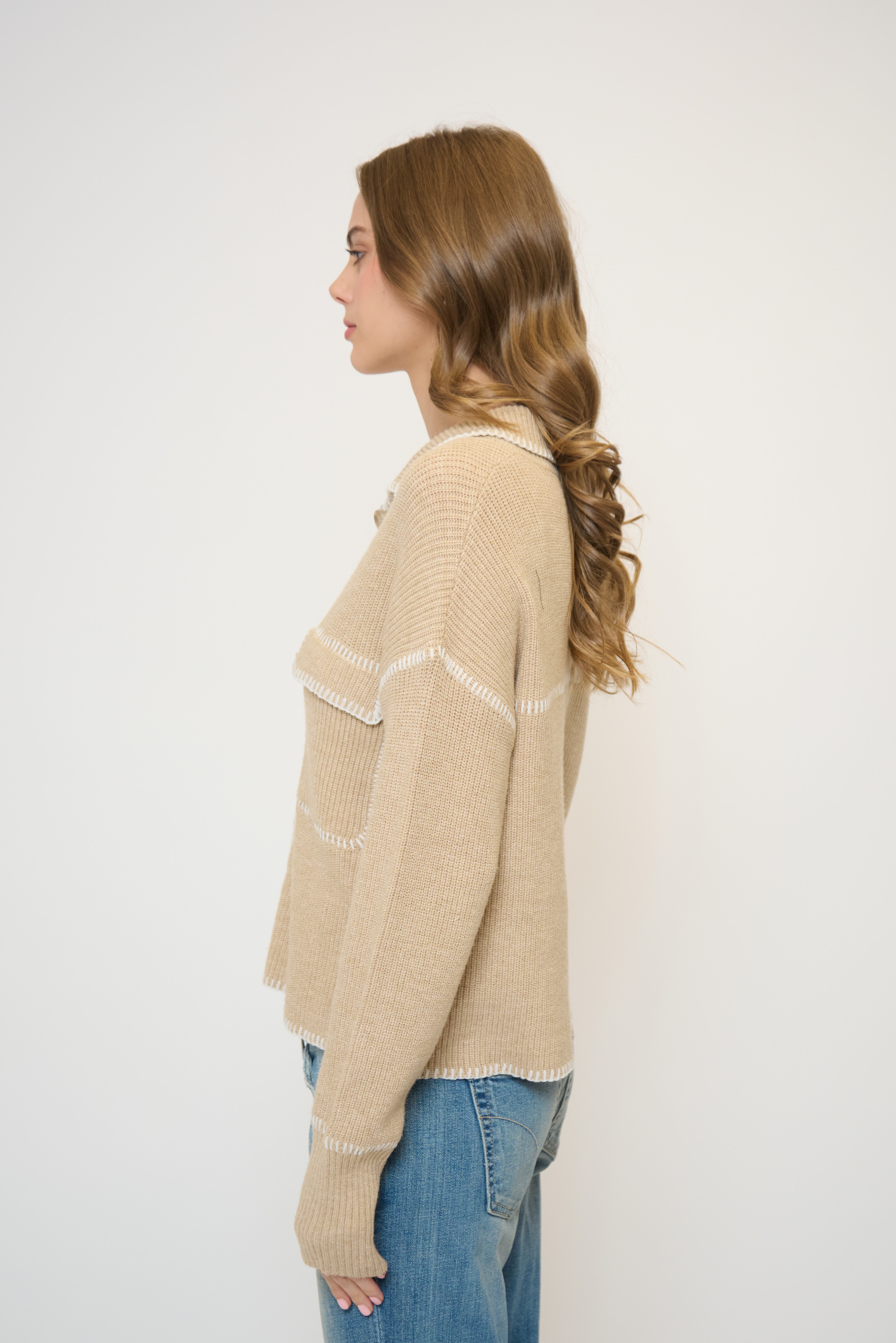 Maisie Topstitch Sweater Jacket - image 2