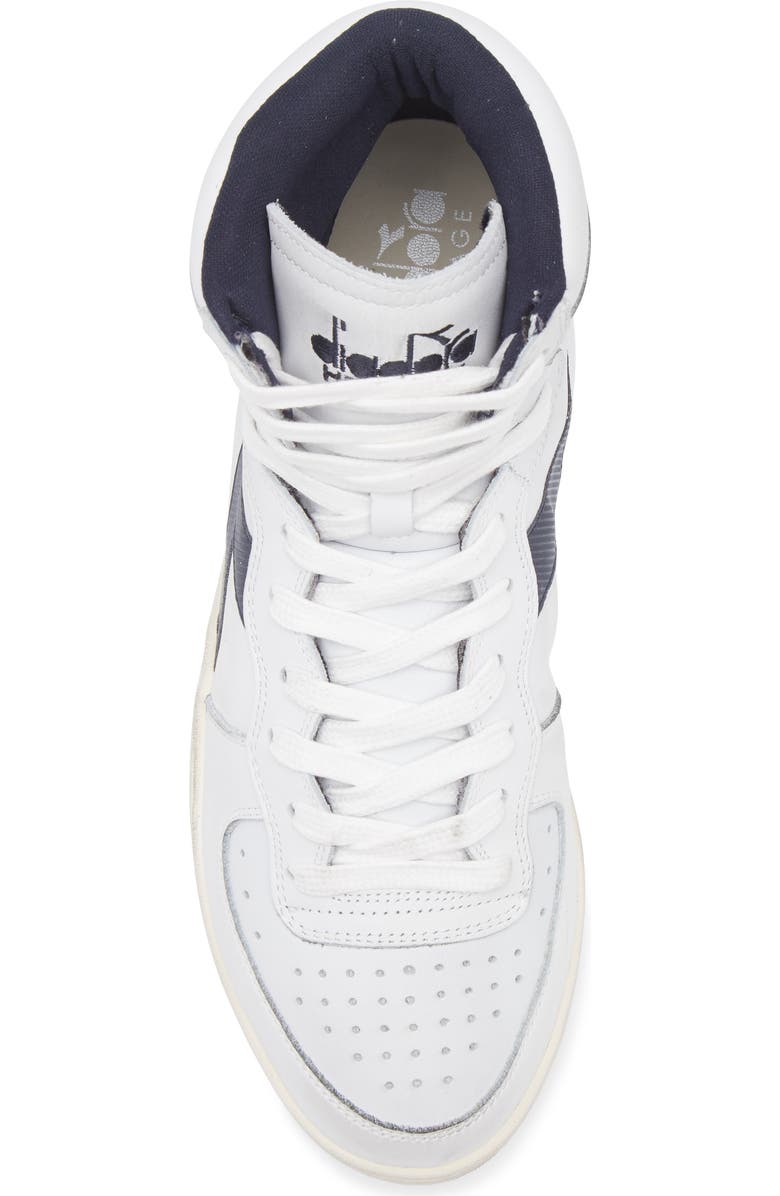 Diadora Gender Inclusive Mi Basket Used High Top Sneaker, Alternate, color, White/ Blue Corsair