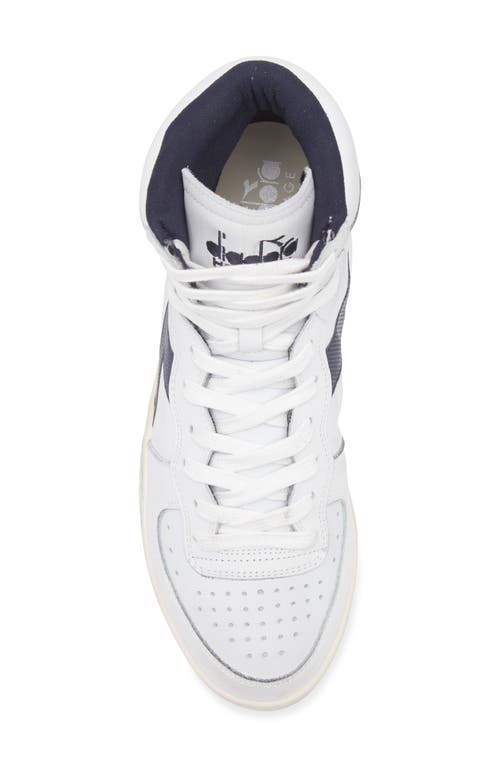 Diadora Gender Inclusive Mi Basket Used High Top Sneaker In White/blue Corsair
