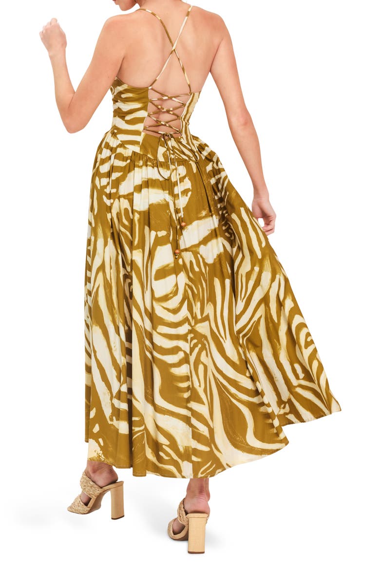 Print Midi Dress, Alternate, color, MUSTARD