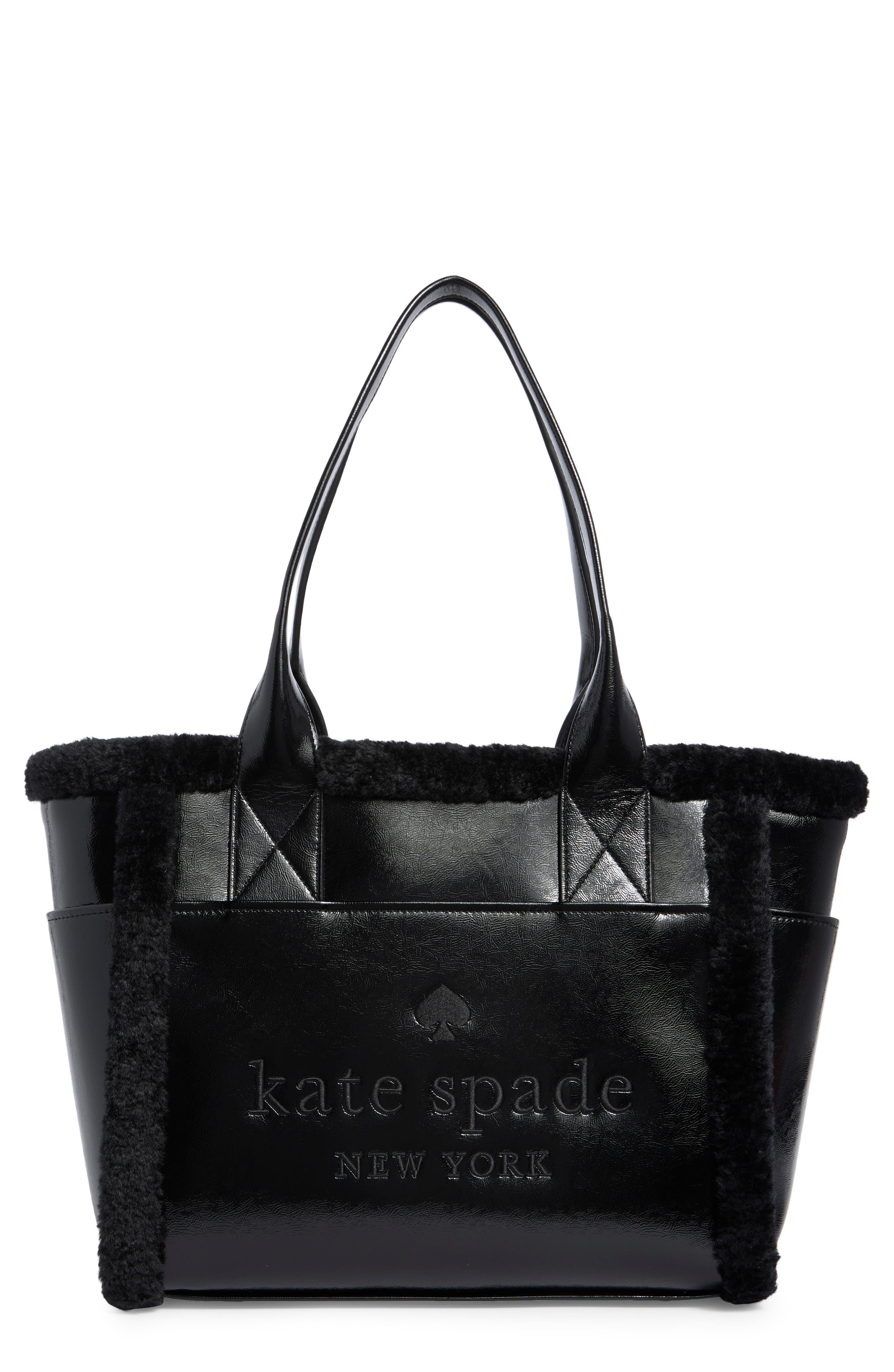 Kate Spade New York jett faux shearling trim tote bag