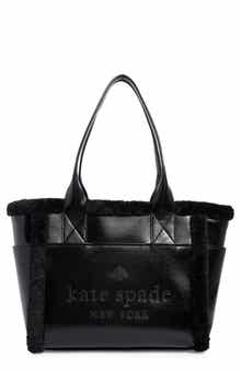 Kate Spade New York jett faux shearling trim tote bag