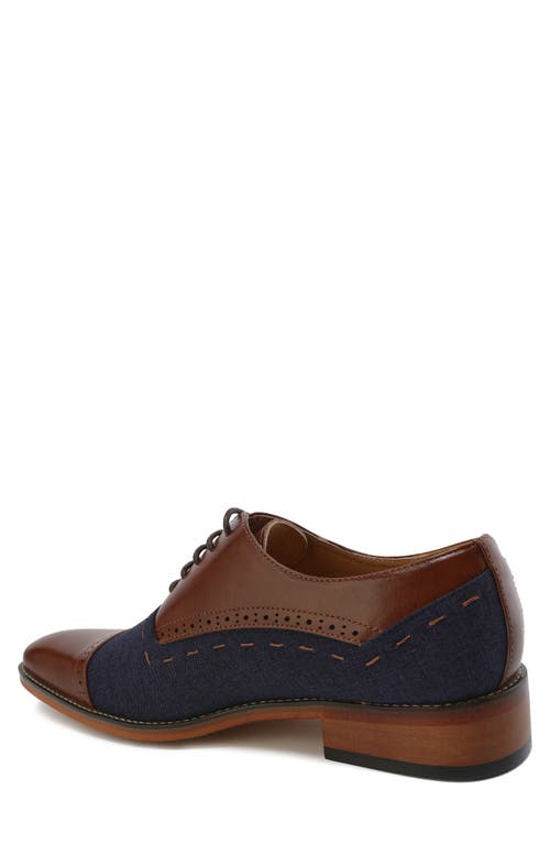 Gino Vitale Cap Toe Oxford In Brown/blue