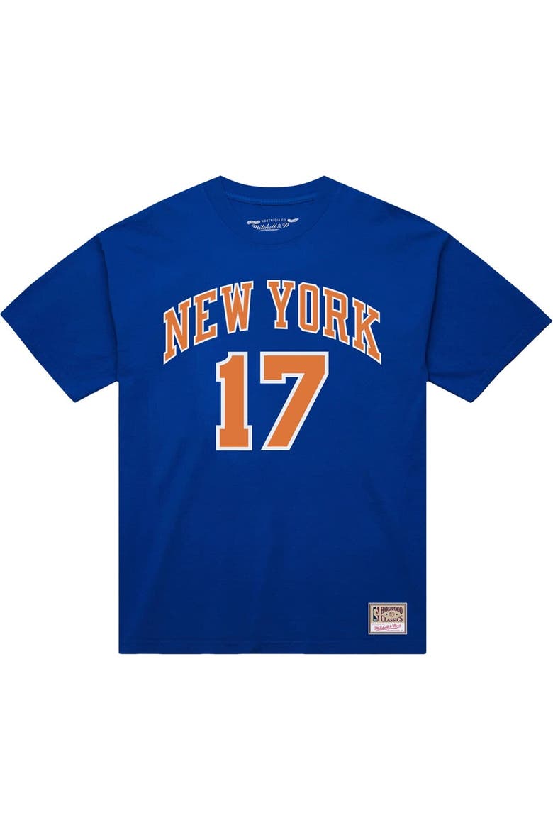 Men's Mitchell & Ness Jeremy Lin Blue New York Knicks Name & Number T-Shirt, Alternate, color, Blue