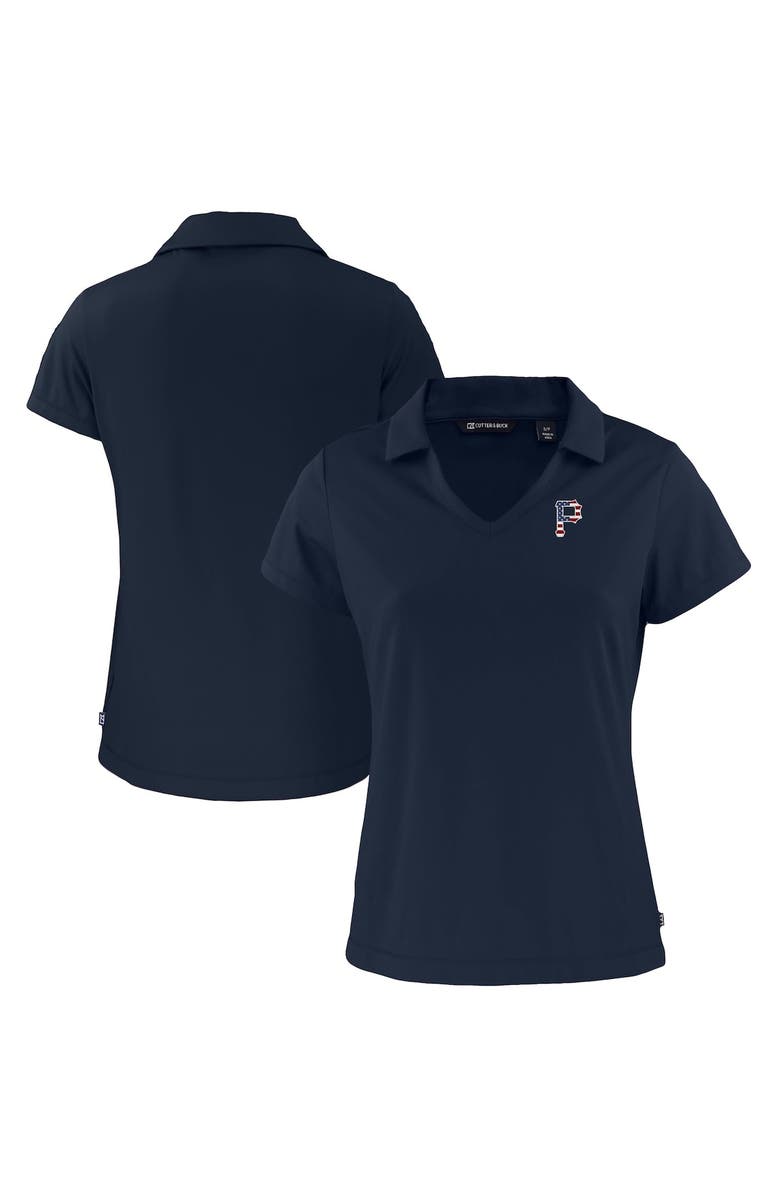 Cutter & Buck Women's Cutter & Buck  Navy Pittsburgh Pirates Daybreak Eco Recycled V-Neck Polo, Alternate, color, 