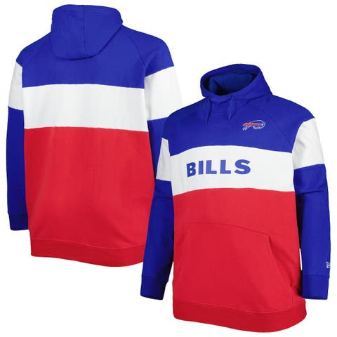Men's New Era Royal/Red Buffalo Bills Big & Tall Current Team Colorblock Fleece Raglan Pullover Hoodie