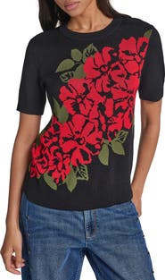 KARL LAGERFELD PARIS Rose Short Sleeve Sweater