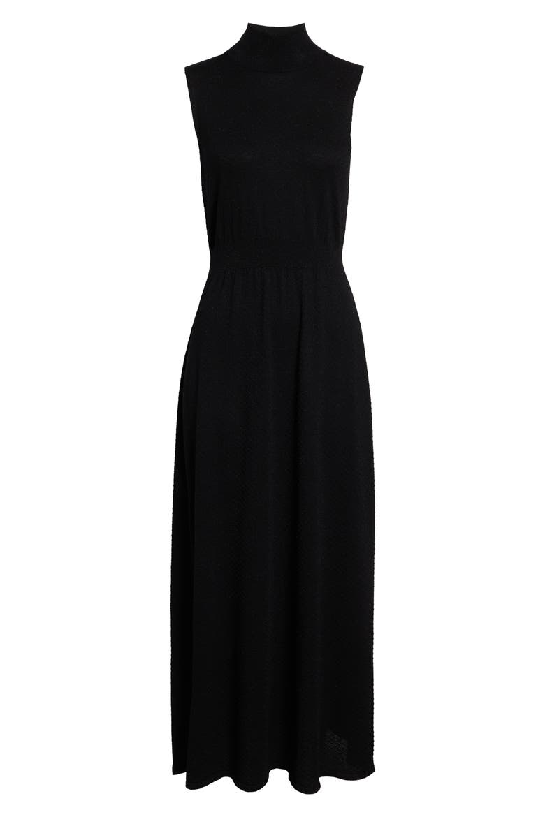 Funnel Neck Sleeveless Knit Maxi Dress, Alternate, color, 22 BLACK