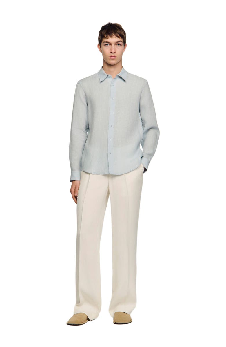 SANDRO Linen shirt, Alternate, color, Sky Blue
