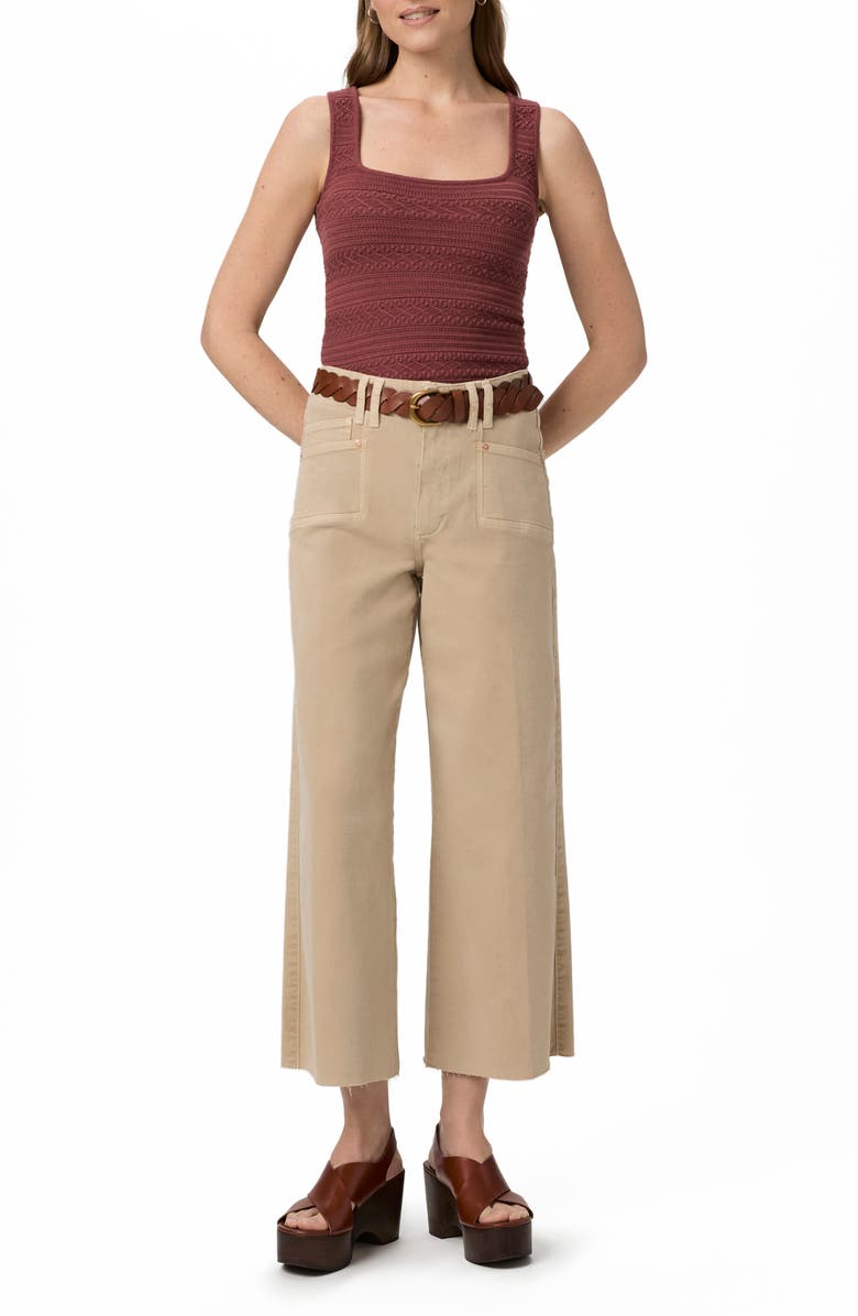 PAIGE Anessa High Waist Raw Hem Crop Wide Leg Jeans, Alternate, color, Vintage Soft Sand