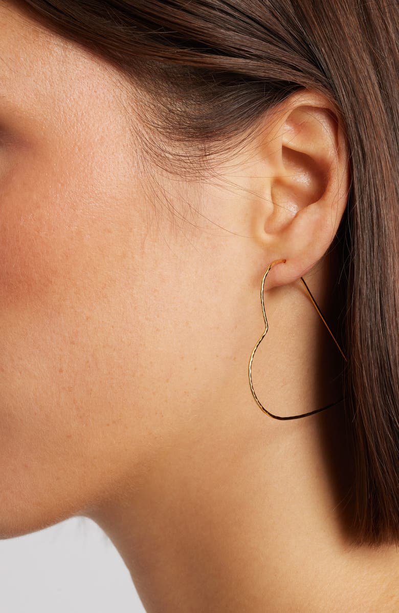 Kiara by Ki-Ele Classic Heart Threader Earrings, Alternate, color, Gold