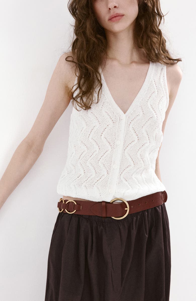 MANGO Open Stitch Sweater Vest, Alternate, color, Off White