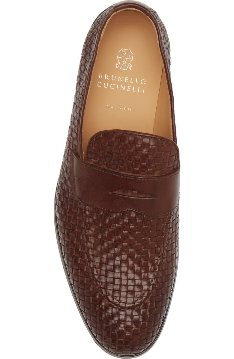 Brunello Cucinelli Woven Leather Penny Loafer, Alternate, color,