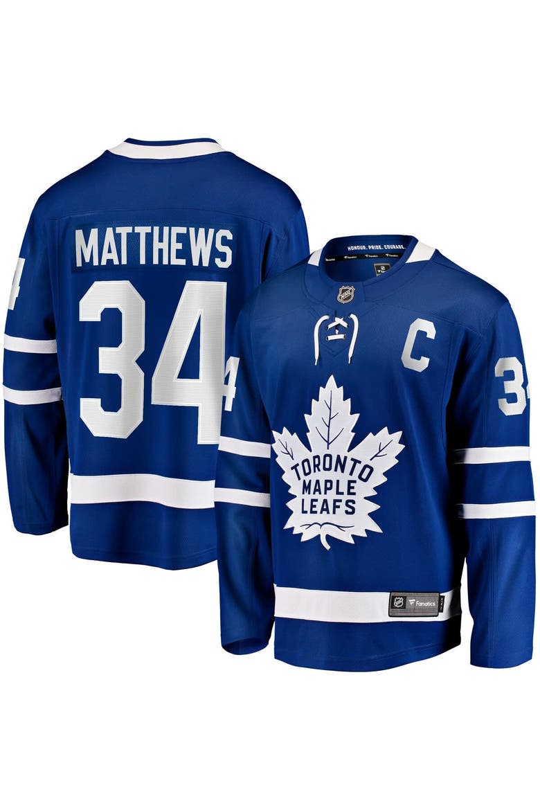 Men's Fanatics Auston Matthews Blue Toronto Maple Leafs Captain Patch Home Breakaway Player Jersey, Main, color, Blue