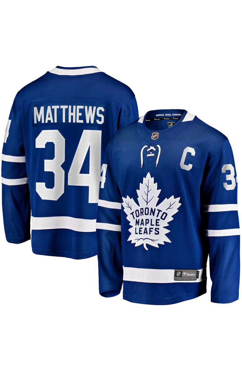 FANATICS Men's Fanatics Auston Matthews Blue Toronto Maple Leafs Captain Patch Home Breakaway Player Jersey, Main, color, Blue