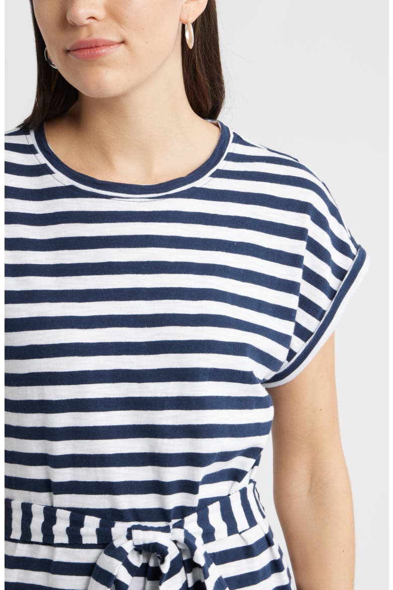 Tie Waist Midi Dress, Alternate, color, NAVY STILL- WHITE CHARM STRIPE