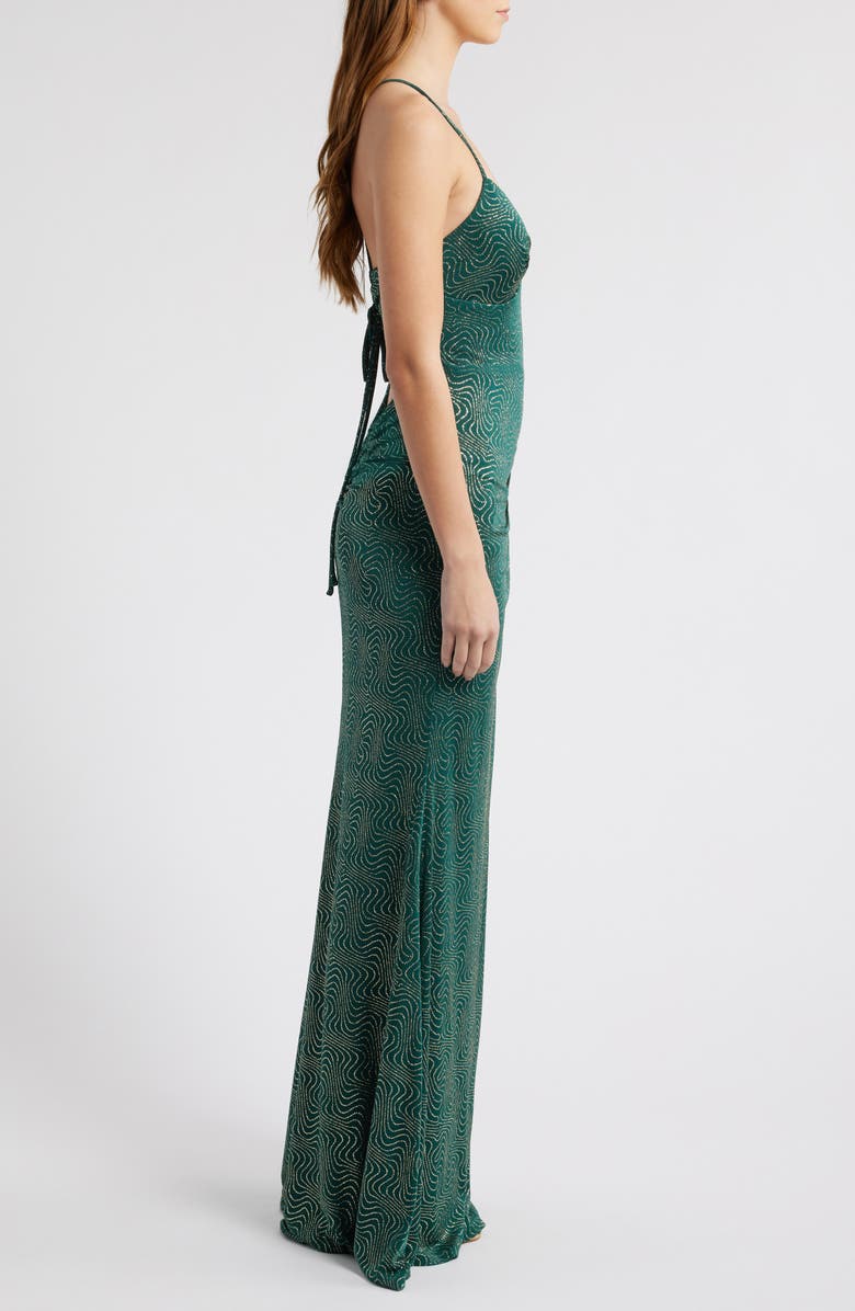 CITY STUDIO Glitter Swirl Strappy Dress, Alternate, color, Hunter Gold