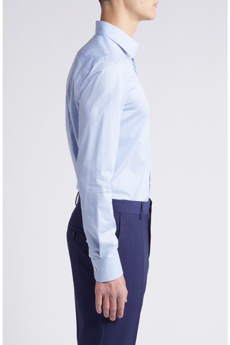 Hank Geometric Pattern Stretch Cotton Dress Shirt, Alternate, color, LIGHT BLUE