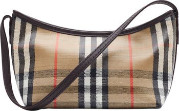 Burberry Highlands Coated Canvas Baguette Shoulder Bag