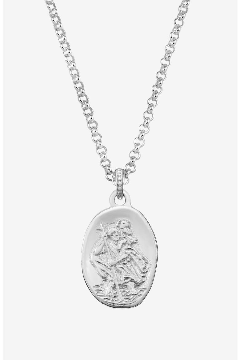 Men's St. Christopher Talisman Necklace, Main, color, Sterling Silver