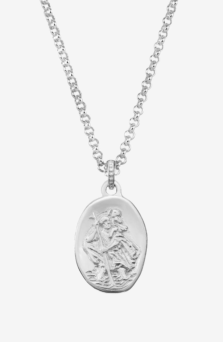 Dower & Hall Men's St. Christopher Talisman Necklace, Main, color, Sterling Silver