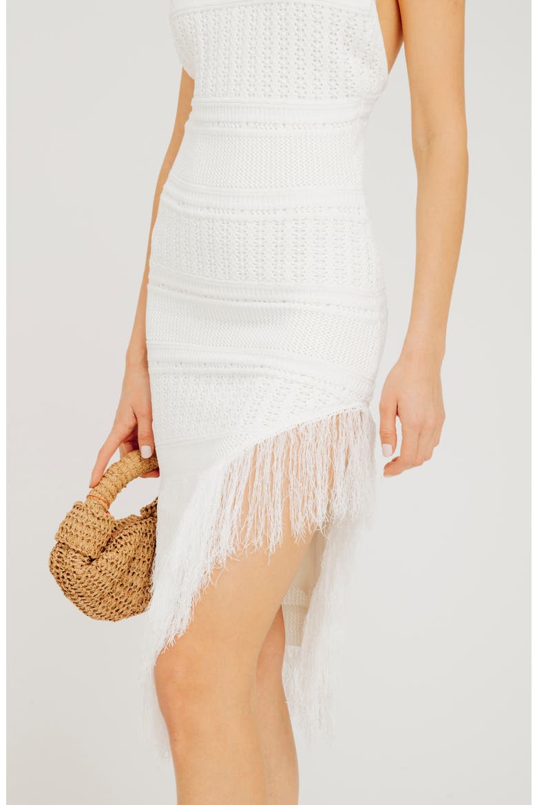 Yuna Pointelle Fringe Dress, Alternate, color, IVORY
