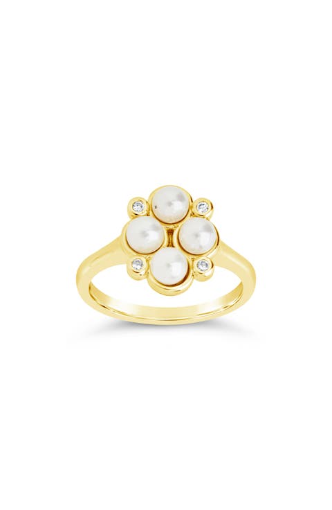 Cosetta Imitation Pearl & CZ Ring
