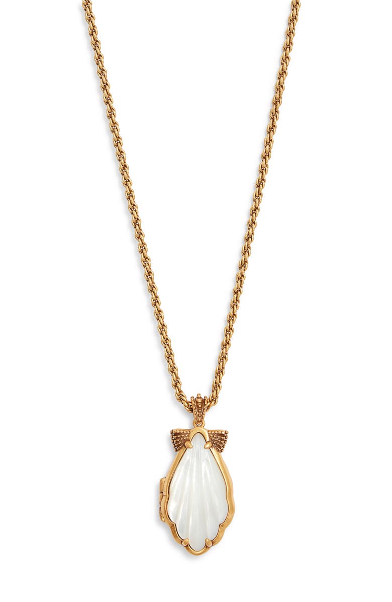 Kendra Scott Alexa Locket Pendant Short Necklace, Main, color, Vintage Gold Ivory