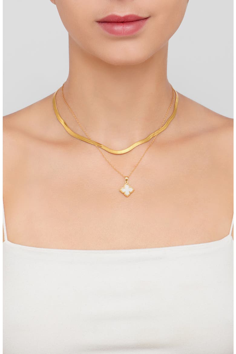 Mother of Pearl Flower Pendant Necklace, Alternate, color, YELLOW