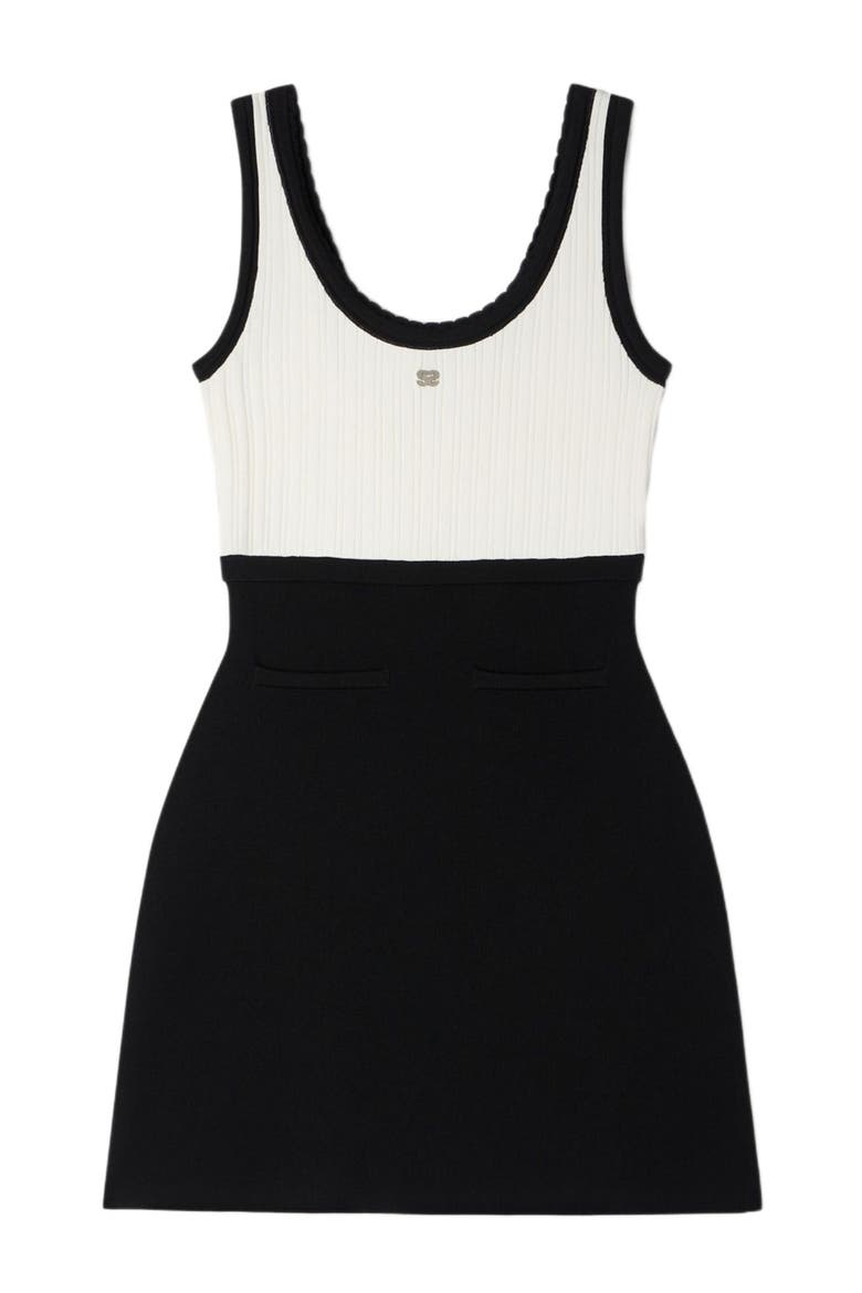 Two-tone knit short dress, Alternate, color, Black