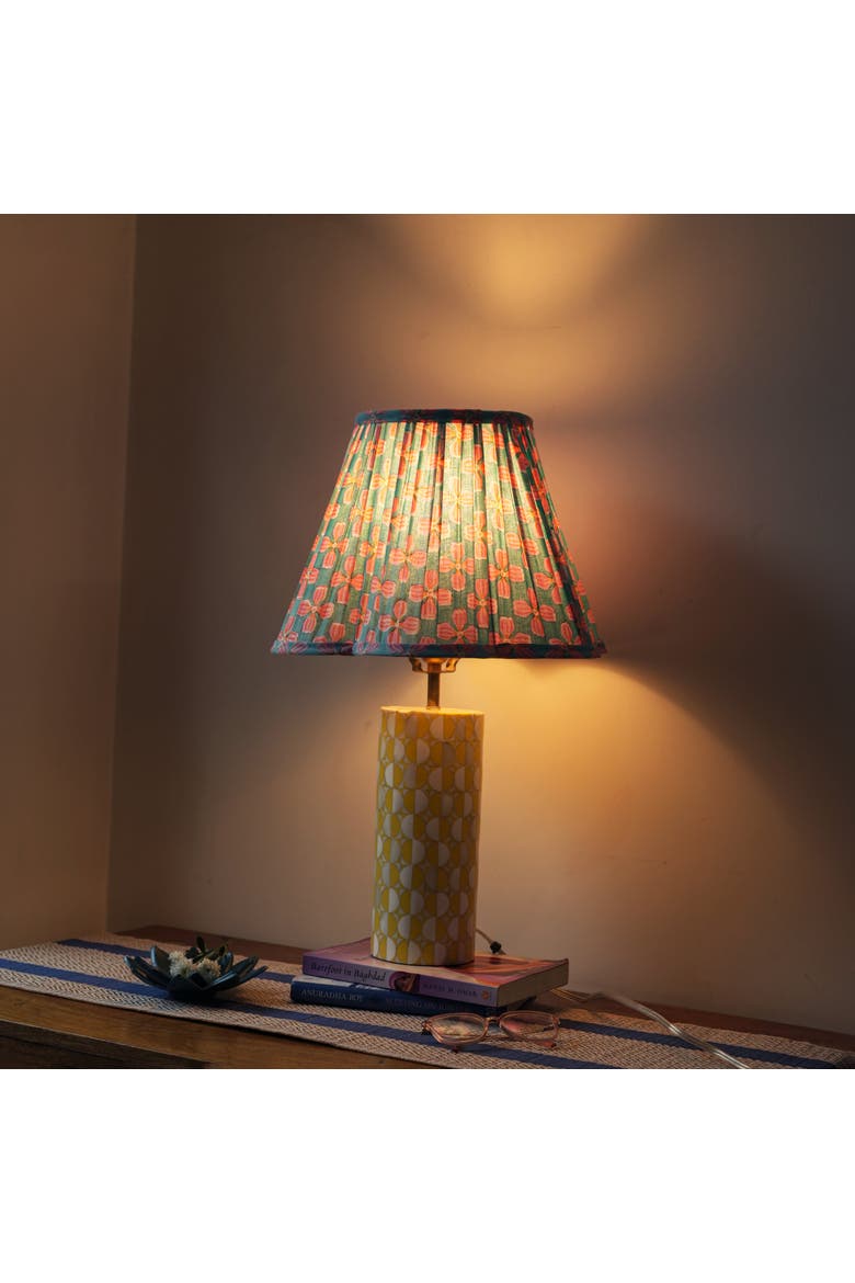 Petals Handblocked Lampshade, Alternate, color, Petals