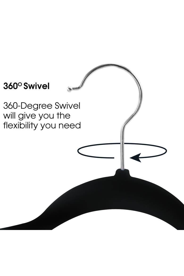 100 Piece Velvet Slim Hangers, Alternate, color, Black