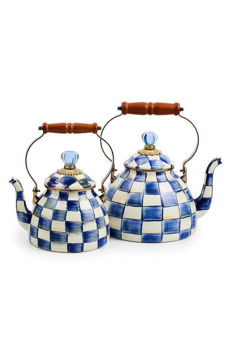 MACKENZIE CHILDS Royal Check Enameled Steel 3-Quart Tea Kettle, Alternate, color, 
