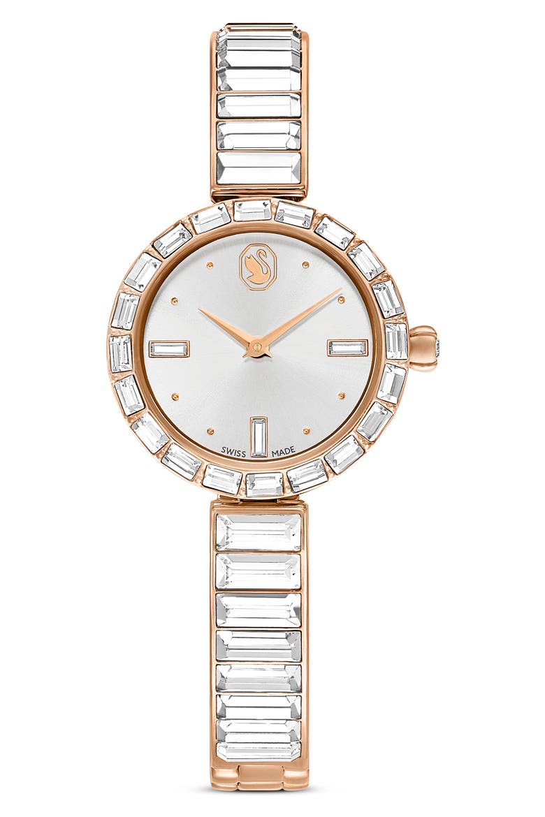 Matrix Bracelet Watch, 25mm, Main, color, WHITE/ROSE GOLD