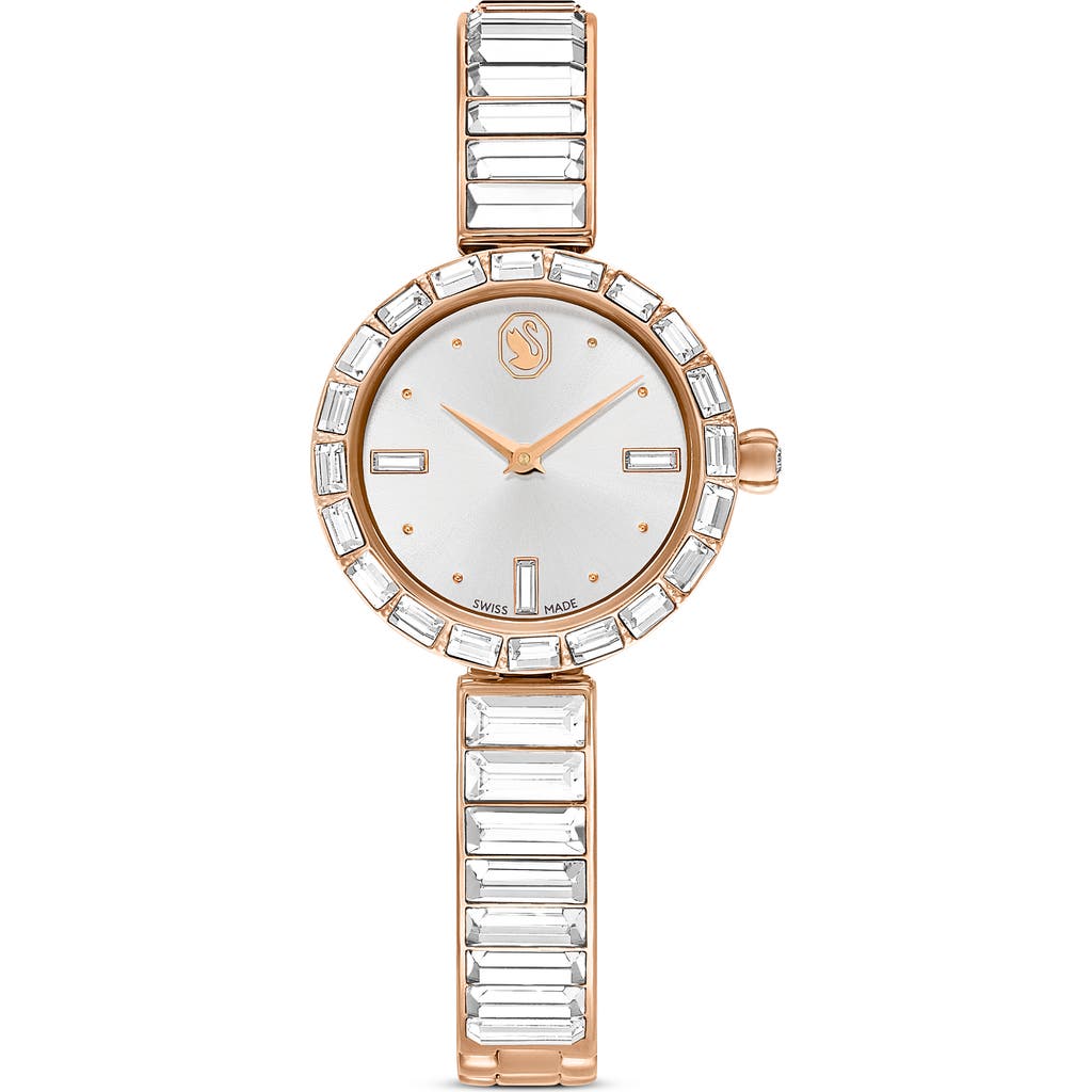 Swarovski Matrix Bracelet Watch, 25mm in White/rose Gold at Nordstrom