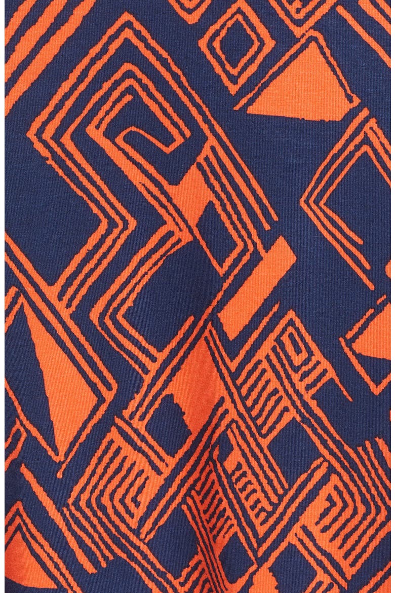 Geo Print Roll Top Skirt, Alternate, color, NAVY/ ORANGE