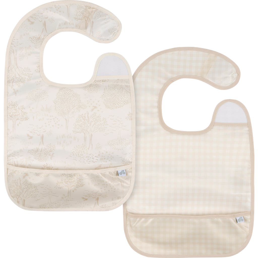 Just Born 2-Pack Wipeable Bibs in Tan Gingham  product