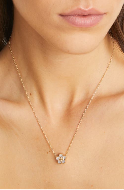 Tory Burch Kira Mother-of-pearl Flower Pendant Necklace In Gold