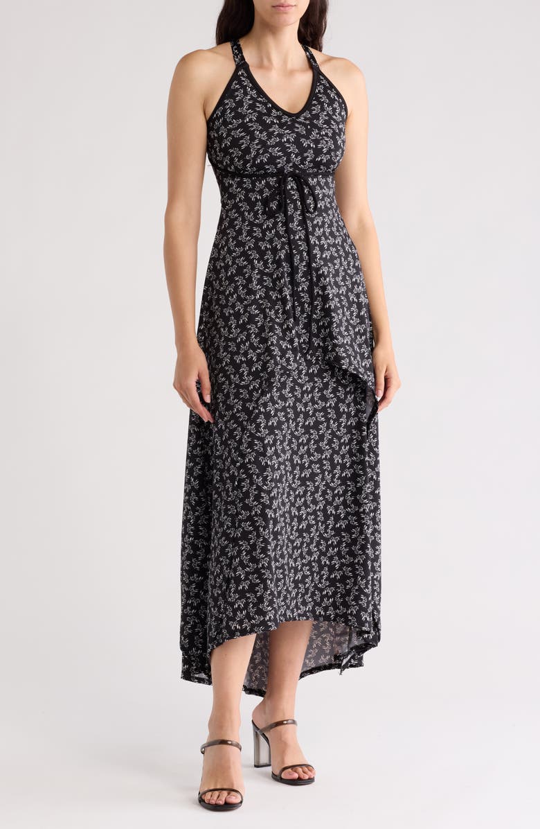 GO COUTURE Choker Neck Midi Sundress, Main, color, Black