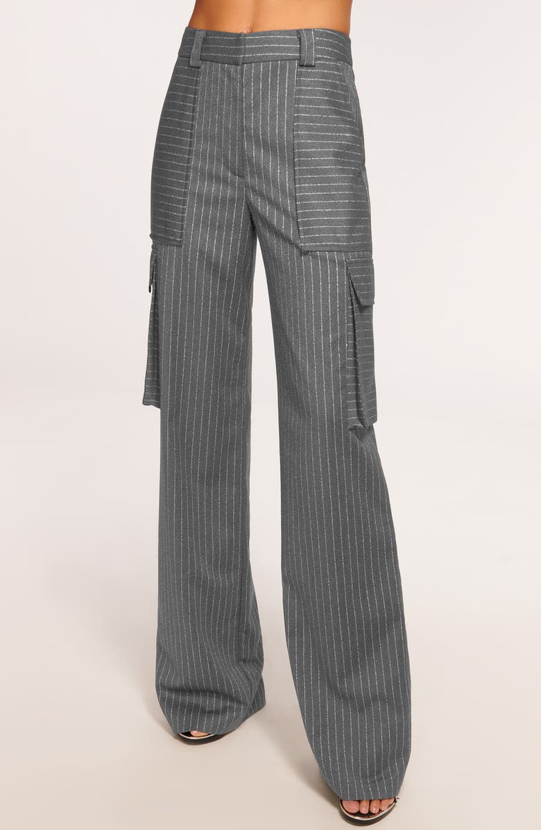 Ramy Brook Noa Metallic Pinstripe Cargo Pants, Alternate, color, 