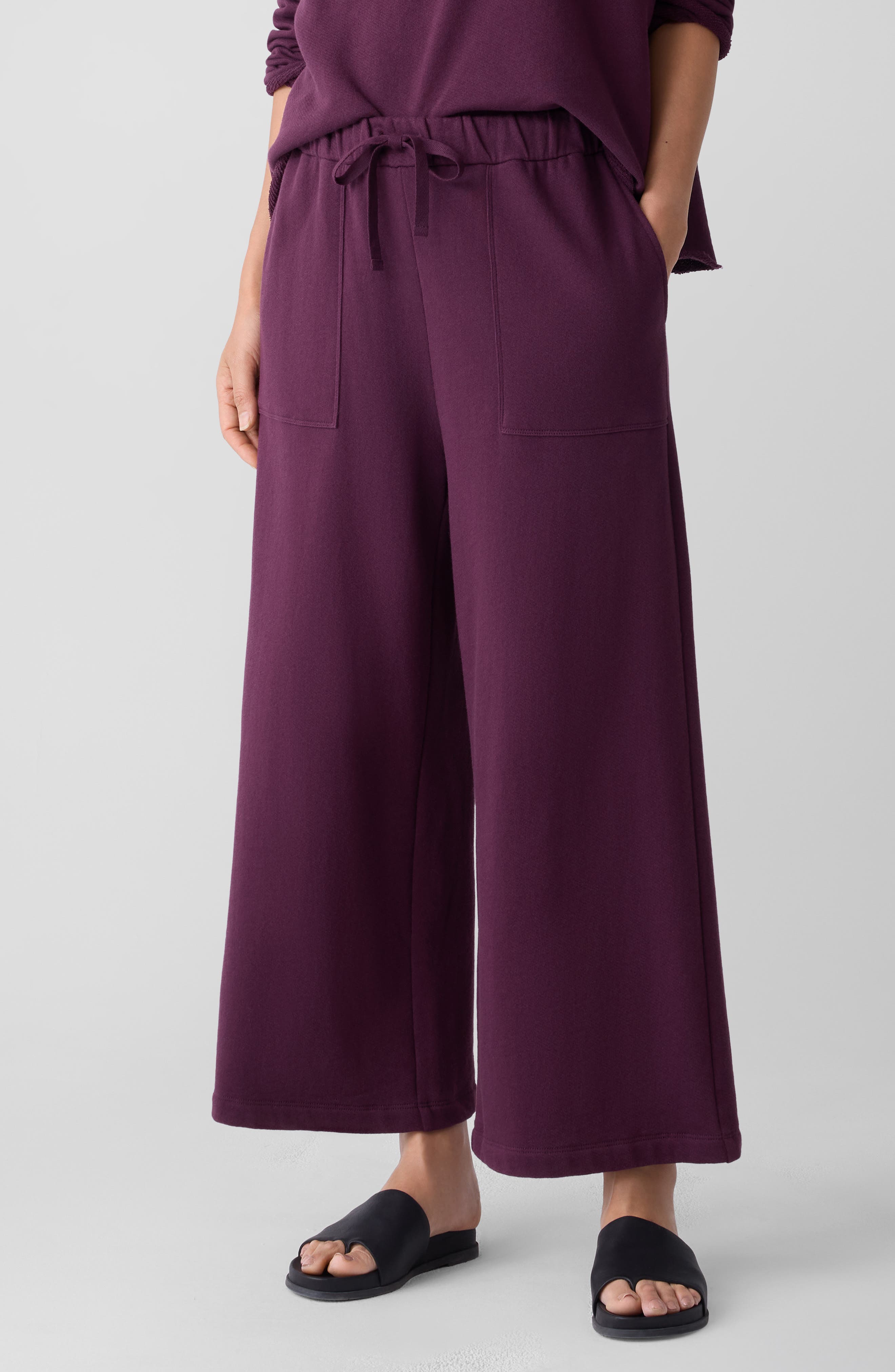 Eileen Fisher Organic Cotton Ankle Wide Leg Pants