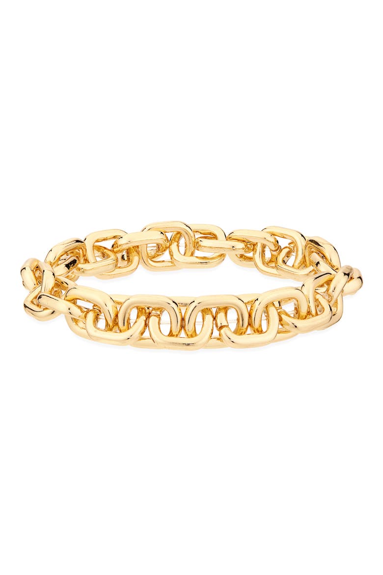 Soft Square Link Stretch Bracelet, Main, color, GOLD