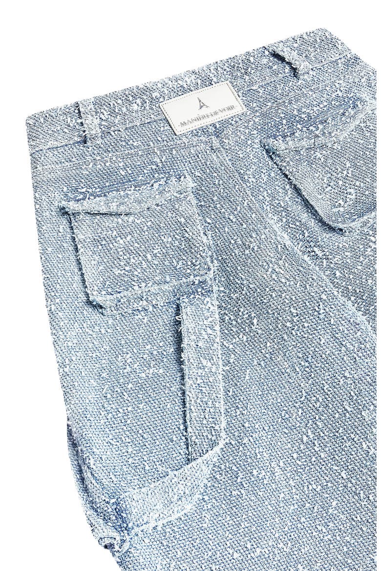 Anne High Waisted Boucle Denim Cargo Pants, Alternate, color, Mid Blue