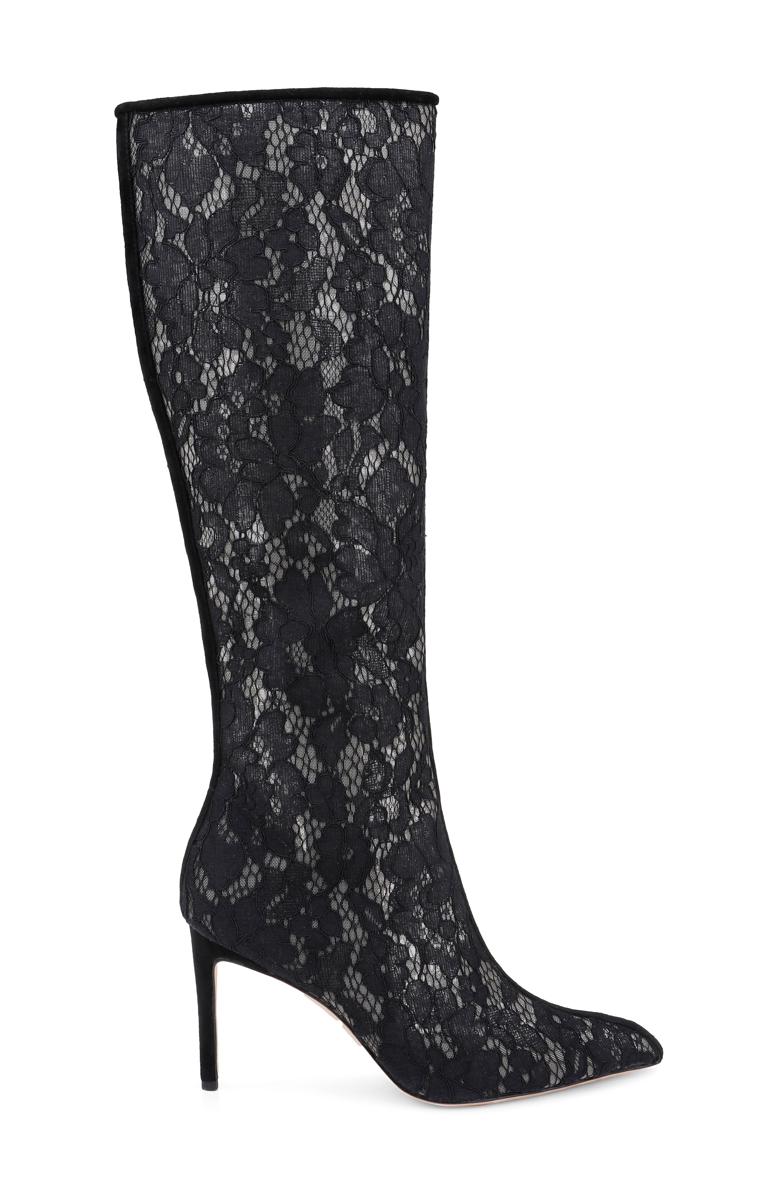 Fletcher Lace Knee High Boot, Alternate, color, BLACK LACE