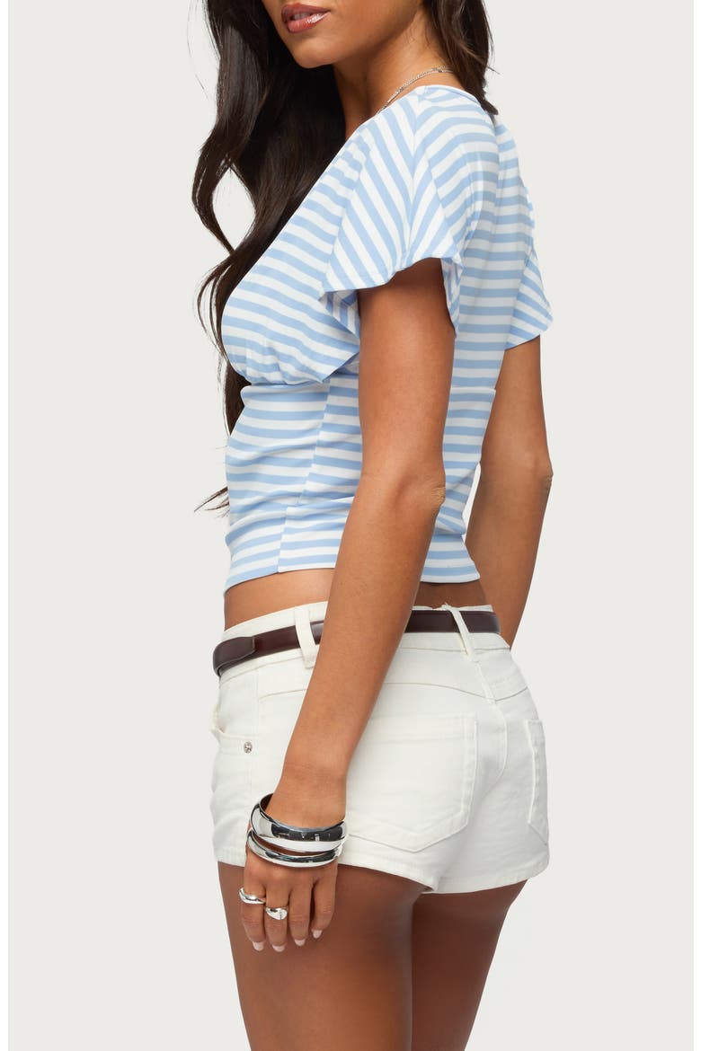 Chassidy Striped Flutter Top, Alternate, color, BLUE-AND-WHITE