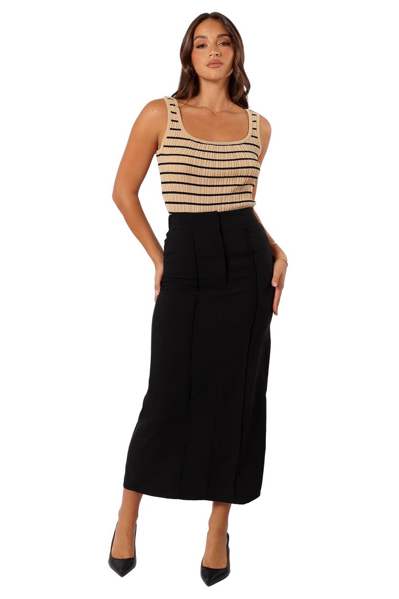 Wynona Pintuck Maxi Skirt, Alternate, color, BLACK